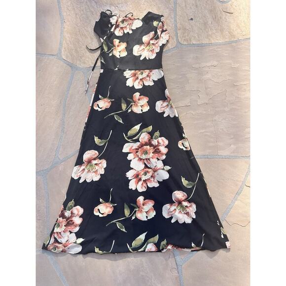 Unbranded Floral Wrap Maxi Dress Comfort Size Large - Picture 2 of 3